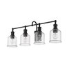 Z-Lite Bryant 4 Light Vanity, Matte Black And Clear Seedy 734-4V-MB